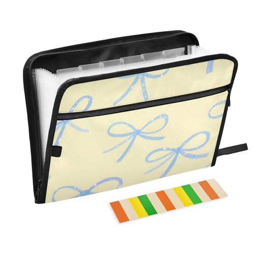 Fächermappe mit Glitzer-Pailletten, Schleife, gelbes Papier, 13 Taschen, A4, Briefgröße mit Reißverschluss, für Aktenhüllen von voucong