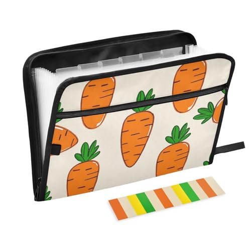 Fächermappe mit Karottenmuster, 13 Fächer, A4, Briefgröße, mit Reißverschluss, für mehrere Fächer, Orange Fächermappe mit Karottenmuster, 13 Fächer, A4, Briefgröße, mit Reißverschluss, für mehrere Fächer, Orange von voucong