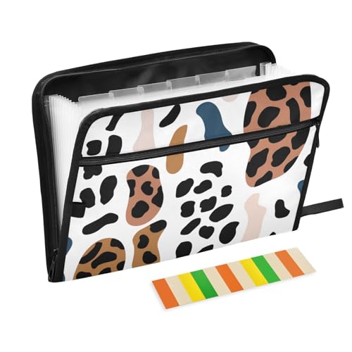 Fächermappe mit Leopardenmuster, 13 Fächer, A4, Briefgröße mit Reißverschluss zum Aufhängen, erweiterbare Mappe Fächermappe mit Leopardenmuster, 13 Fächer, A4, Briefgröße mit Reißverschluss zum Aufhängen, erweiterbare Mappe von voucong