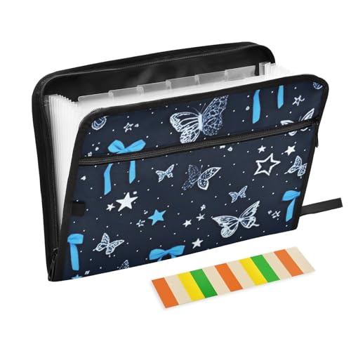 Fächermappe mit Schmetterlingsschleife, 13 Fächer, A4, Briefgröße, mit Reißverschluss, für Büroordner Fächermappe mit Schmetterlingsschleife, 13 Fächer, A4, Briefgröße, mit Reißverschluss, für Büroordner von voucong