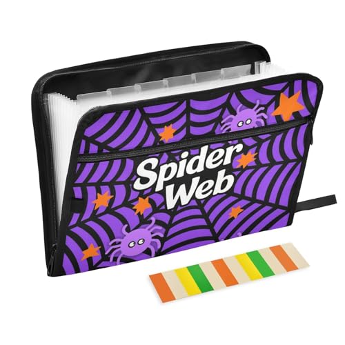 Fächermappe mit Spinnen-Motiv, 13 Fächer, A4, mit Reißverschluss, für Aktenhüllen, Violett Fächermappe mit Spinnen-Motiv, 13 Fächer, A4, mit Reißverschluss, für Aktenhüllen, Violett von voucong