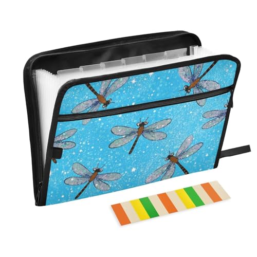 Fächermappe mit künstlichem Glitzer-Cartoon-Motiv Libelle, blau, erweiterbar, 13 Fächer, A4, Briefgröße mit Reißverschluss, für Erweiterungsmappe Fächermappe mit künstlichem Glitzer-Cartoon-Motiv Libelle, blau, erweiterbar, 13 Fächer, A4, Briefgröße mit Reißverschluss, für Erweiterungsmappe von voucong