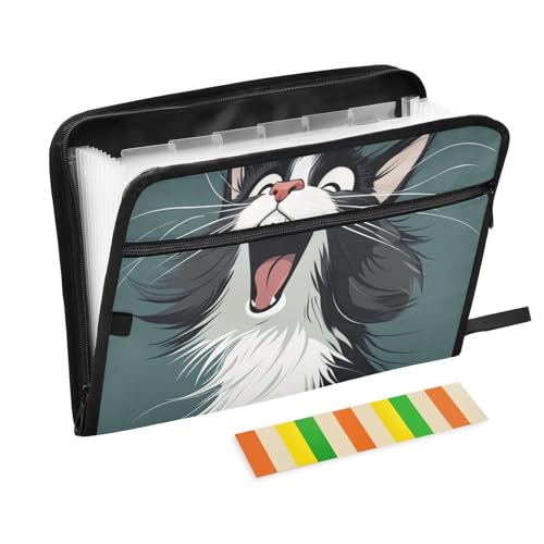 Fächermappe mit lustiger norwegischer Safari-Katze, 13 Fächer, A4, Briefgröße mit Reißverschluss, für Dokumenten-Organizer Fächermappe mit lustiger norwegischer Safari-Katze, 13 Fächer, A4, Briefgröße mit Reißverschluss, für Dokumenten-Organizer von voucong