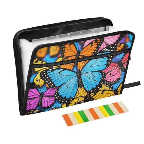 Fächermappe mit niedlichem Cartoon-Motiv, 13 Fächer, A4, Briefgröße mit Reißverschluss, für Papier-Organizer-Ordner von voucong
