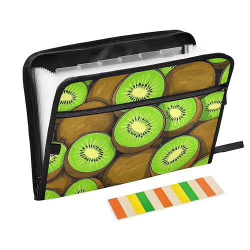 Fächermappe mit niedlichem Cartoon-Obst-Kiwi, 13 Fächer, A4, Briefgröße mit Reißverschluss, zum Erweitern von Aktenhüllen Fächermappe mit niedlichem Cartoon-Obst-Kiwi, 13 Fächer, A4, Briefgröße mit Reißverschluss, zum Erweitern von Aktenhüllen von voucong