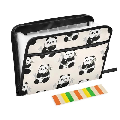 Fächermappe mit niedlichem Cartoon-Panda-Motiv, erweiterbar, 13 Fächer, A4, Briefgröße mit Reißverschluss, zum Erweitern von Aktenordner, Taschen, Akkordeon, Schwarz / Weiß Fächermappe mit niedlichem Cartoon-Panda-Motiv, erweiterbar, 13 Fächer, A4, Briefgröße mit Reißverschluss, zum Erweitern von Aktenordner, Taschen, Akkordeon, Schwarz / Weiß von voucong