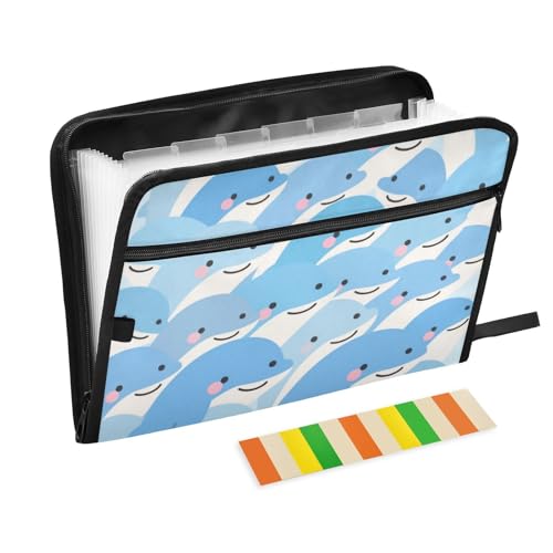 Fächermappe mit niedlichem Delfin-Design, 13 Fächer, A4, Briefgröße mit Reißverschluss, für Akkordeon-Dokumente, Akkordeon-Dokumentenmappe, Fächermappe Fächermappe mit niedlichem Delfin-Design, 13 Fächer, A4, Briefgröße mit Reißverschluss, für Akkordeon-Dokumente, Akkordeon-Dokumentenmappe, Fächermappe von voucong