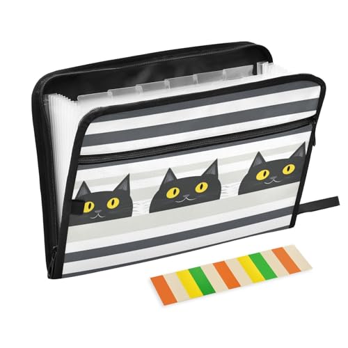 Fächermappe mit niedlichem Katzen-Motiv, Kunststoff, 13 Fächer, A4, Briefgröße mit Reißverschluss, für Ordner für Dokumente Fächermappe mit niedlichem Katzen-Motiv, Kunststoff, 13 Fächer, A4, Briefgröße mit Reißverschluss, für Ordner für Dokumente von voucong