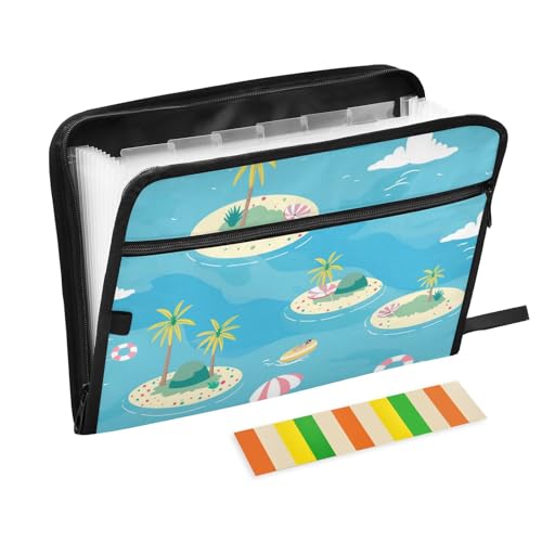 Fächermappen, Motiv: Sommerwind-Cartoon-Insel, 13 Fächer, A4, Briefgröße mit Reißverschluss, zum Erweitern von Aktenhüllen Fächermappen, Motiv: Sommerwind-Cartoon-Insel, 13 Fächer, A4, Briefgröße mit Reißverschluss, zum Erweitern von Aktenhüllen von voucong