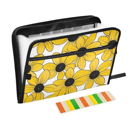 Fächermappen, erweiterbar, A4, mit Reißverschluss, Blumenmotiv, Gelb, 13 Fächer, A4, mit Reißverschluss, für Ordner mit Taschen Fächermappen, erweiterbar, A4, mit Reißverschluss, Blumenmotiv, Gelb, 13 Fächer, A4, mit Reißverschluss, für Ordner mit Taschen von voucong
