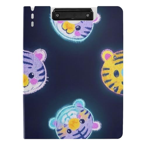 Faltbare Klemmbretter, Cartoon, niedlich, bunt, fluoreszierend, Neon-Tiger, A4-Klemmbrett, Padfolio, Doppel-Clips, Stifthalter, Still-Clipboard mit Abdeckung Faltbare Klemmbretter, Cartoon, niedlich, bunt, fluoreszierend, Neon-Tiger, A4-Klemmbrett, Padfolio, Doppel-Clips, Stifthalter, Still-Clipboard mit Abdeckung von voucong