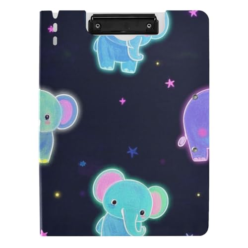 Faltbares Klemmbrett, Cartoon, niedlich, bunt, fluoreszierend, Neon-Elefant, A4, Klemmbrett, horizontal, vertikal, Doppel-Clips, Büro-Klemmbrett mit Abdeckung Faltbares Klemmbrett, Cartoon, niedlich, bunt, fluoreszierend, Neon-Elefant, A4, Klemmbrett, horizontal, vertikal, Doppel-Clips, Büro-Klemmbrett mit Abdeckung von voucong