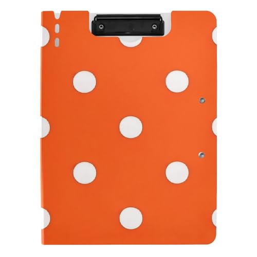 Faltbares Klemmbrett, Cartoon-Punkte, Orange, A4, Klemmbrett, Binderfolio, zwei Metall-Clips, Stifthalter, Büro-Klemmbrett mit festem Einband von voucong