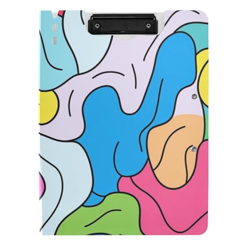 Faltbares Klemmbrett, bunt, abstrakte Form, A4-Klemmbrett mit Padfolio, zwei Metall-Clips, Stifthalter, Schul-Klemmbrett mit festem Einband Faltbares Klemmbrett, bunt, abstrakte Form, A4-Klemmbrett mit Padfolio, zwei Metall-Clips, Stifthalter, Schul-Klemmbrett mit festem Einband von voucong