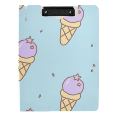 Faltbares Klemmbrett Cartoon Eiscreme Blau A4 Klemmbrett Binder Zwei Metallclips Stifthalter Schule Klemmbrett mit Abdeckung von voucong