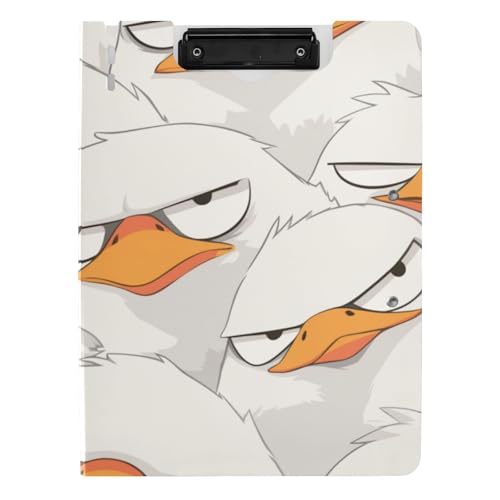 Faltbares Klemmbrett Cartoon Ente Weiß A4 Clipfolio Zwei Metallclips Stifthalter Schule Klemmbrett mit Abdeckung von voucong