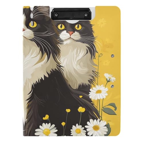 Faltbares Klemmbrett mit Aufbewahrung, Cartoon, niedliche norwegische Safari-Katzen, A4, Clipfolio horizontale und vertikale Doppel-Clips, Büro-Klemmbrett mit festem Einband von voucong