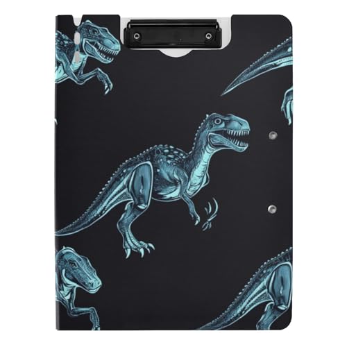 Faltbares Klemmbrett mit Aufbewahrung, Cartoon-Dino, blau, schwarz, A4-Klemmbrett, Folio-Doppel-Clips, Stifthalter, Büro-Klemmbrett mit Abdeckung Faltbares Klemmbrett mit Aufbewahrung, Cartoon-Dino, blau, schwarz, A4-Klemmbrett, Folio-Doppel-Clips, Stifthalter, Büro-Klemmbrett mit Abdeckung von voucong