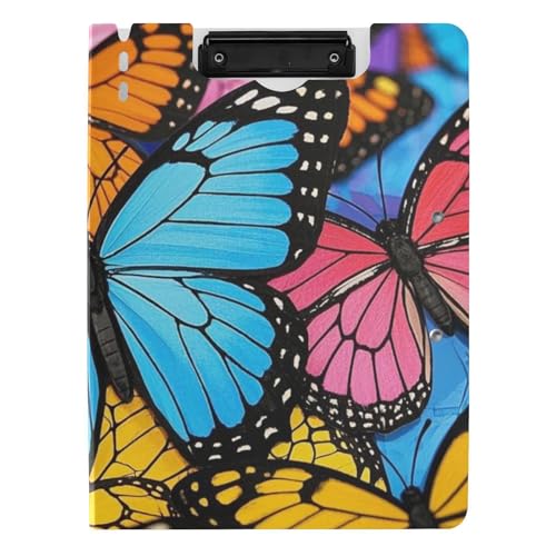 Faltbares Klemmbrett mit Aufbewahrung, niedliches Cartoon-Insekt, Schmetterling, A4-Klemmbrett, Padfolio, Doppel-Clips, Stifthalter, Schul-Klemmbrett mit Abdeckung von voucong