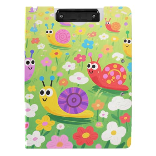 Faltbares Klemmbrett mit Cartoon-Schnecke und Blumen, bunt, A4-Klemmbrett mit Padfolio, doppelte Metall-Clips, Stifthalter, Schul-Klemmbrett mit Abdeckung Faltbares Klemmbrett mit Cartoon-Schnecke und Blumen, bunt, A4-Klemmbrett mit Padfolio, doppelte Metall-Clips, Stifthalter, Schul-Klemmbrett mit Abdeckung von voucong