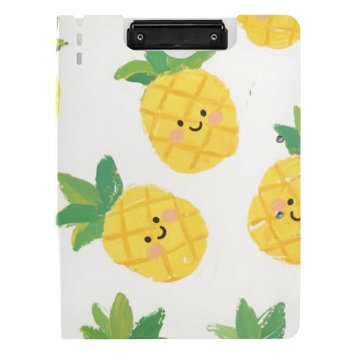 Faltbares Klemmbrett mit niedlichem Cartoon-Motiv, gelbe Ananas, A4, Clipfolio, zwei Metall-Clips, Stifthalter, Still-Clipboard mit festem Einband Faltbares Klemmbrett mit niedlichem Cartoon-Motiv, gelbe Ananas, A4, Clipfolio, zwei Metall-Clips, Stifthalter, Still-Clipboard mit festem Einband von voucong