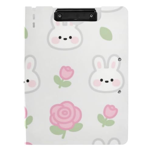 Faltbares Klemmbrett mit niedlichem Cartoon-Motiv, weiße Kaninchen, A4-Klemmbrett mit Ordner, horizontale und vertikale Doppel-Clips, Still-Clipboard mit Abdeckung Faltbares Klemmbrett mit niedlichem Cartoon-Motiv, weiße Kaninchen, A4-Klemmbrett mit Ordner, horizontale und vertikale Doppel-Clips, Still-Clipboard mit Abdeckung von voucong