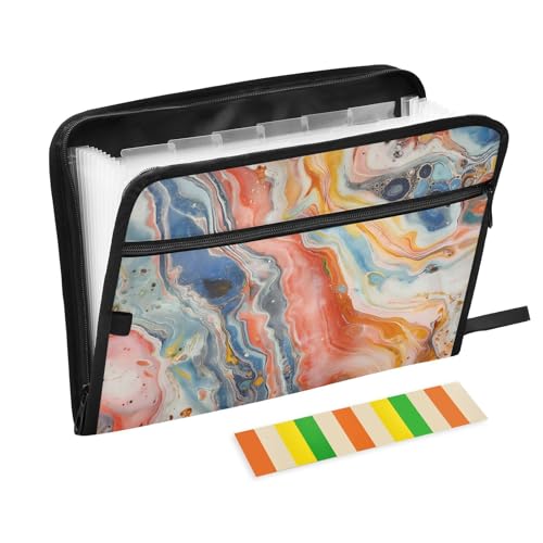 Farbenfrohe Marmor-Dokumentenmappe, 13 Fächer, A4, Briefgröße mit Reißverschluss, für Aktenordner, Fächermappe Farbenfrohe Marmor-Dokumentenmappe, 13 Fächer, A4, Briefgröße mit Reißverschluss, für Aktenordner, Fächermappe von voucong