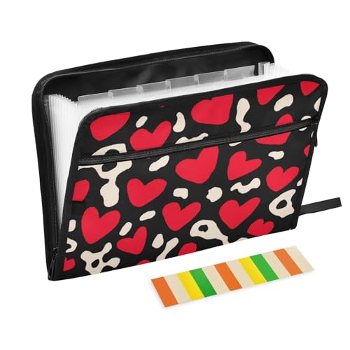 Fashion Love Dokumentenmappe, Weihnachtsmotiv, Leopardenmuster, 13 Taschen, A4, Briefgröße, mit Reißverschluss, für Aktenordner, Jacke von voucong