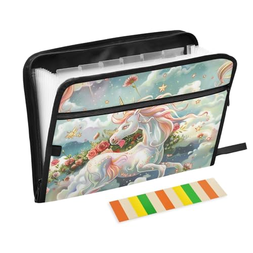 Flying Unicorns Aktenmappe mit 13 Fächern, A4, Briefgröße mit Reißverschluss, für Ordner, Organizer mit Taschen Flying Unicorns Aktenmappe mit 13 Fächern, A4, Briefgröße mit Reißverschluss, für Ordner, Organizer mit Taschen von voucong