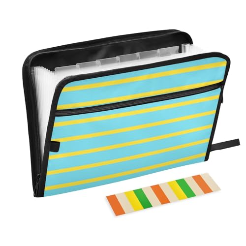 Große Schnellhefter mit horizontalen Streifen, 13 Taschen, A4, Briefgröße mit Reißverschluss, für Büro, Schule, Blau / Gelb Große Schnellhefter mit horizontalen Streifen, 13 Taschen, A4, Briefgröße mit Reißverschluss, für Büro, Schule, Blau / Gelb von voucong