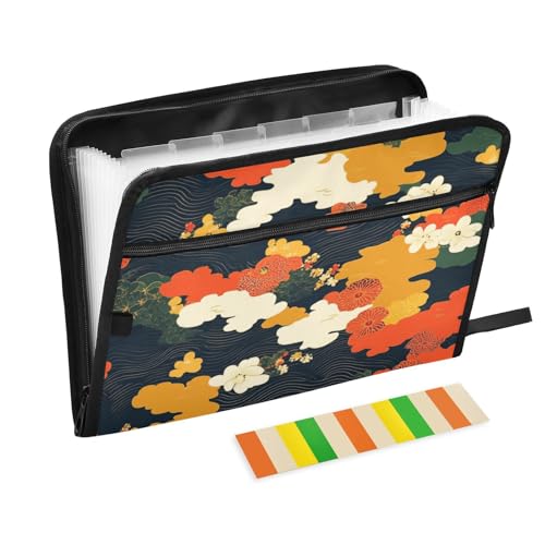 Japanische bunte Erweiterungsmappe mit 13 Fächern, A4, Briefgröße mit Reißverschluss, zum Erweitern von Aktenordner, Taschen, Akkordeon Japanische bunte Erweiterungsmappe mit 13 Fächern, A4, Briefgröße mit Reißverschluss, zum Erweitern von Aktenordner, Taschen, Akkordeon von voucong