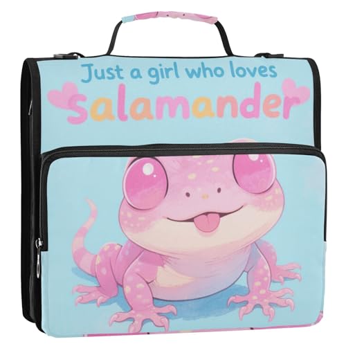 Just A Girl Who Loves Salamander Ringordner Organizer mit Schultergurt, einfach zu tragen, Schulordner, Organizer für Schule und Büro von voucong