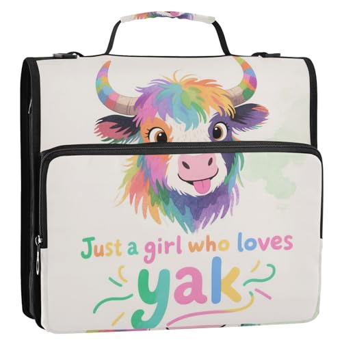 Just A Girl Who Loves Yak Ringbuch Organizer mit 3 Ringen und Schultergurt, inklusive Reißverschlusstasche, Portfolio-Ordner für die Schule, 3,8 cm Just A Girl Who Loves Yak Ringbuch Organizer mit 3 Ringen und Schultergurt, inklusive Reißverschlusstasche, Portfolio-Ordner für die Schule, 3,8 cm von voucong