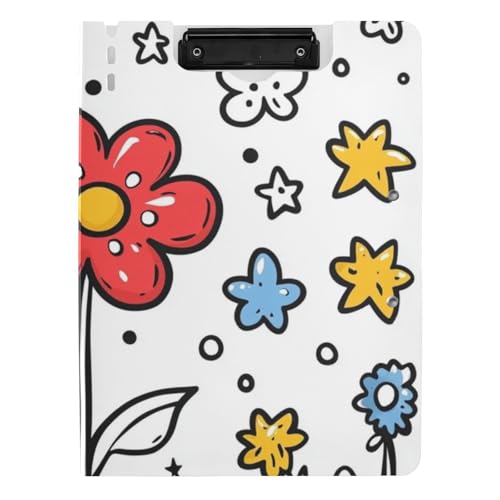 Klappbares Klemmbrett Cartoon Blumen A4 Klemmbrett Clipfolio Zwei Metallclips Stifthalter Büro Klemmbrett mit Abdeckung von voucong