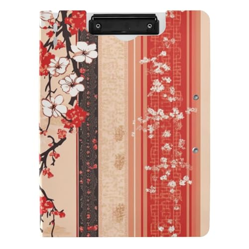 Klemmbrett, faltbar, chinesischer Stil, Blumen, A4, Klemmbrett, Folio-Ordner, horizontale und vertikale Doppelklammern, Schulklemmbrett mit festem Einband von voucong