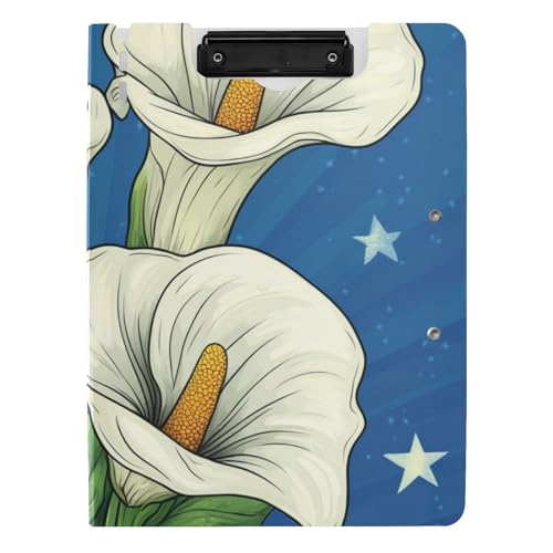 Klemmbrett Faltbares Cartoon Calla Lilie A4 Klemmbrett Binderfolio Zwei Metallclips Stifthalter Büro Klemmbrett mit Abdeckung von voucong