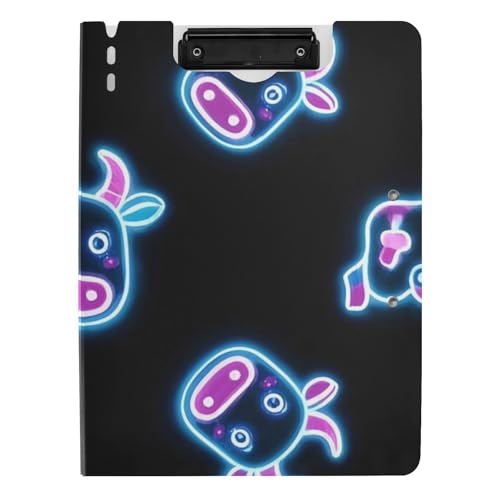 Klemmbrett-Mappe, Cartoon, niedlich, neonfarben, fluoreszierend, Kuh, A4, Klemmbrett, Folio, Doppel-Clips, Stifthalter, Schul-Klemmbrett mit Abdeckung Klemmbrett-Mappe, Cartoon, niedlich, neonfarben, fluoreszierend, Kuh, A4, Klemmbrett, Folio, Doppel-Clips, Stifthalter, Schul-Klemmbrett mit Abdeckung von voucong