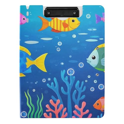 Klemmbrett-Mappe, Cartoon-Motiv, niedliche Farbe, Fische, A4, Doppel-Clips, Stifthalter, Schule, Klemmbrett mit Abdeckung Klemmbrett-Mappe, Cartoon-Motiv, niedliche Farbe, Fische, A4, Doppel-Clips, Stifthalter, Schule, Klemmbrett mit Abdeckung von voucong