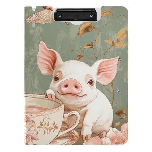Klemmbrett-Mappe, Cartoon-Motiv, niedliche Teetasse, Schwein, Blume, Rosa, A4-Klemmbrett, Folio-Ordner, Doppel-Clips, Stifthalter, Schulklemmbrett mit Abdeckung Klemmbrett-Mappe, Cartoon-Motiv, niedliche Teetasse, Schwein, Blume, Rosa, A4-Klemmbrett, Folio-Ordner, Doppel-Clips, Stifthalter, Schulklemmbrett mit Abdeckung von voucong