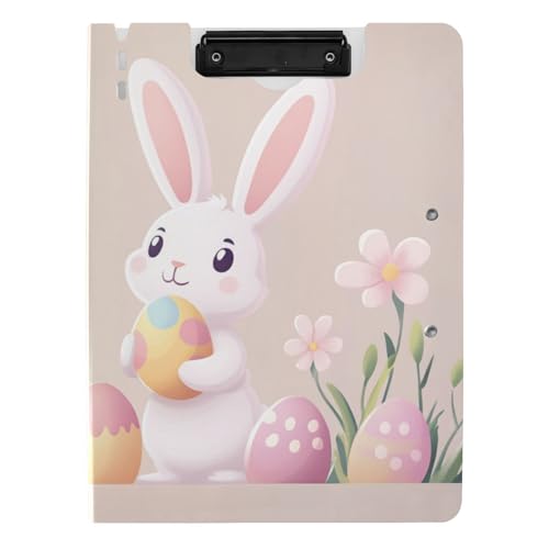 Klemmbrett-Mappe, Oster-Cartoon, niedlicher Hase, bunte Eier, A4-Klemmbrett, Clipfolio, zwei Metall-Clips, Stifthalter, Still-Klemmbrett mit Abdeckung Klemmbrett-Mappe, Oster-Cartoon, niedlicher Hase, bunte Eier, A4-Klemmbrett, Clipfolio, zwei Metall-Clips, Stifthalter, Still-Klemmbrett mit Abdeckung von voucong