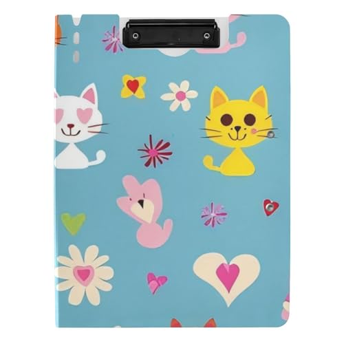 Klemmbrett-Mappe, einfache Cartoon-Katzen, A4-Klemmbrett, Folio, zwei Metall-Clips, Stifthalter, Still-Klemmbrett mit Abdeckung Klemmbrett-Mappe, einfache Cartoon-Katzen, A4-Klemmbrett, Folio, zwei Metall-Clips, Stifthalter, Still-Klemmbrett mit Abdeckung von voucong