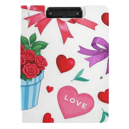 Klemmbrett Ordner Happy Valentine Cartoon Romantisches Herz A4 Klemmbrett Folio Doppelclips Stifthalter Schule Klemmbrett mit Abdeckung von voucong