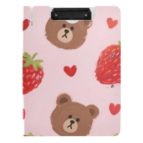Klemmbrett mit Aufbewahrung, niedlicher Cartoon-Braunbär, Erdbeere, A4-Klemmbrett mit Padfolio, Doppel-Clips, Stifthalter, Still-Klemmbrett mit Abdeckung Klemmbrett mit Aufbewahrung, niedlicher Cartoon-Braunbär, Erdbeere, A4-Klemmbrett mit Padfolio, Doppel-Clips, Stifthalter, Still-Klemmbrett mit Abdeckung von voucong