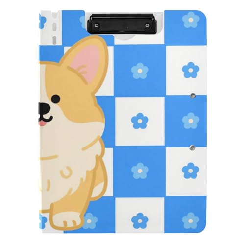 Klemmbrett mit Cartoon-Hund, blau-weißes Raster, A4-Klemmbrett, Folio-Ordner, doppelte Metall-Clips, Stifthalter, Schule, Klemmbrett mit festem Einband Klemmbrett mit Cartoon-Hund, blau-weißes Raster, A4-Klemmbrett, Folio-Ordner, doppelte Metall-Clips, Stifthalter, Schule, Klemmbrett mit festem Einband von voucong