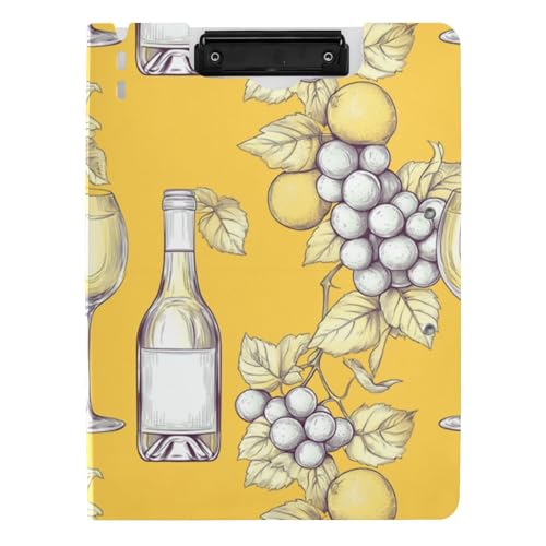 Klemmbrett mit Mappe, Cartoon, Weinrot, Hellgelb, Muster, A4, Klemmbrett, Binderfolio, zwei Metallklammern, Stifthalter, Still-Clipboard mit Abdeckung von voucong