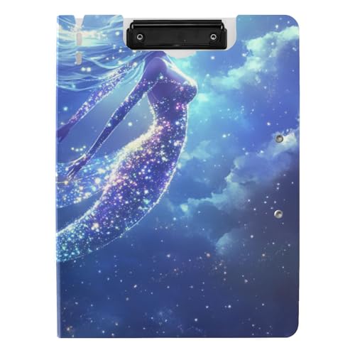 Klemmbrett mit Mappe, ästhetische Meerjungfrau, blau, A4, Clipfolio, Doppelklammern, Stifthalter, Stillklemmbrett mit Abdeckung Klemmbrett mit Mappe, ästhetische Meerjungfrau, blau, A4, Clipfolio, Doppelklammern, Stifthalter, Stillklemmbrett mit Abdeckung von voucong