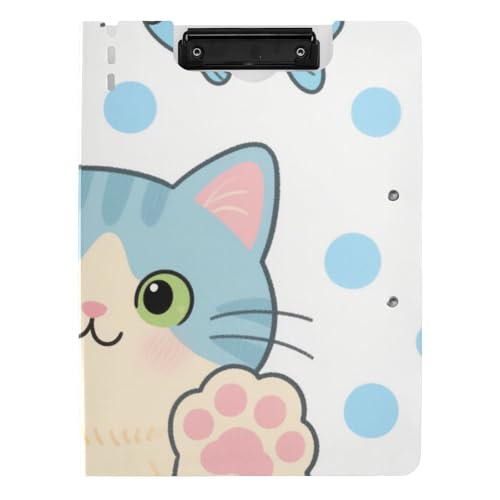 Klemmbrett mit Mappe, niedliches Cartoon-Design, blaue Katze, A4, Klemmbrett, Folio, Doppel-Clips, Stifthalter, Schulklemmbrett mit Abdeckung Klemmbrett mit Mappe, niedliches Cartoon-Design, blaue Katze, A4, Klemmbrett, Folio, Doppel-Clips, Stifthalter, Schulklemmbrett mit Abdeckung von voucong