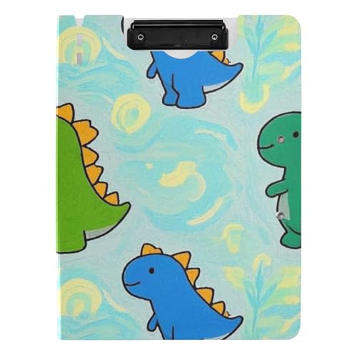 Klemmbrett mit Ordner, Cartoon-Tier-Dinosaurier, buntes A4-Klemmbrett, Folio, horizontal und vertikal, Doppel-Clips, Schul-Klemmbrett mit festem Einband Klemmbrett mit Ordner, Cartoon-Tier-Dinosaurier, buntes A4-Klemmbrett, Folio, horizontal und vertikal, Doppel-Clips, Schul-Klemmbrett mit festem Einband von voucong