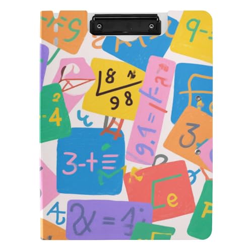 Klemmbrett mit buntem Cartoon-Motiv, mathematische Formel, A4-Klemmbrett, Clipfolio, doppelte Metall-Clips, Stifthalter, Büro-Klemmbrett mit Abdeckung Klemmbrett mit buntem Cartoon-Motiv, mathematische Formel, A4-Klemmbrett, Clipfolio, doppelte Metall-Clips, Stifthalter, Büro-Klemmbrett mit Abdeckung von voucong