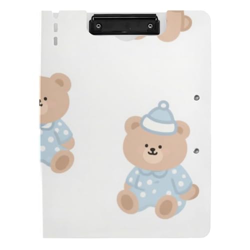Klemmbrettmappe mit Aufbewahrung, Cartoon, niedlicher brauner Teddybär, A4, Klemmbrett, Folio-Ordner, zwei Metallklammern, Stifthalter, Schulklemmbrett mit Abdeckung Klemmbrettmappe mit Aufbewahrung, Cartoon, niedlicher brauner Teddybär, A4, Klemmbrett, Folio-Ordner, zwei Metallklammern, Stifthalter, Schulklemmbrett mit Abdeckung von voucong